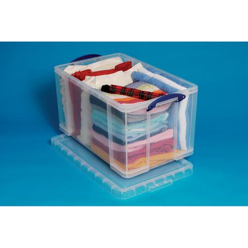 Really Useful Storage Box Plastic Lightweight Robust Stackable 84 Litre W440xD710xH380mm Clear Ref 84CCB
