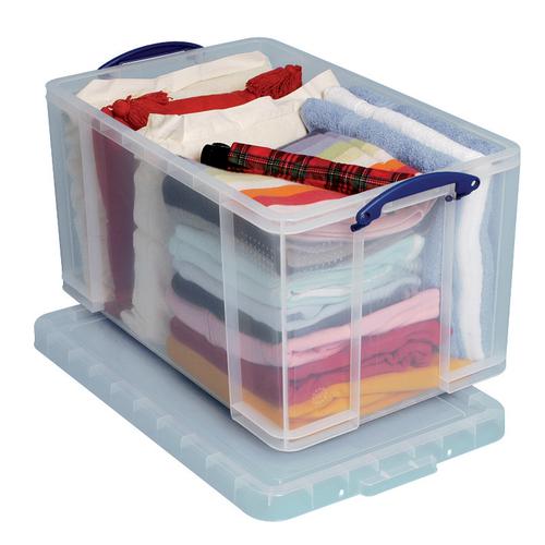 Really Useful Storage Box Plastic Lightweight Robust Stackable 84 Litre W440xD710xH380mm Clear Ref 84CCB  843741