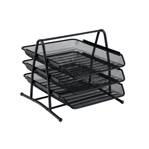 5 Star Office Mesh Filing Tray 3 Tier Stackable Front Load Portrait Foolscap Black 288102 Buy online at Office 5Star or contact us Tel 01594 810081 for assistance