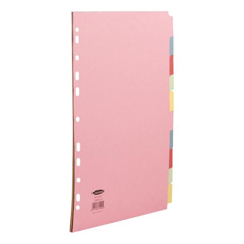 Concord Subject Dividers 10-Part Multipunched 160gsm A4 Assorted Ref 72099/J20 [Pack 25] Pukka Pads Ltd