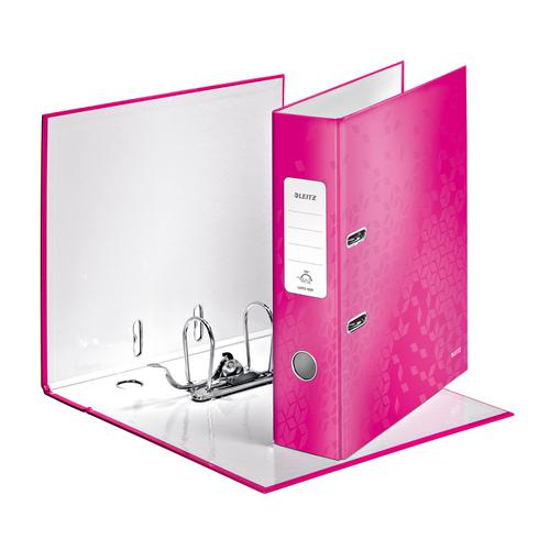 Leitz WOW Lever Arch File 80mm Spine for 600 Sheets A4 Pink Ref 10050023 [Pack 10]