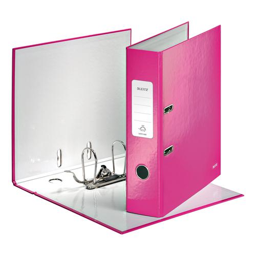 Leitz WOW Lever Arch File 80mm Spine for 600 Sheets A4 Pink Ref 10050023 [Pack 10]