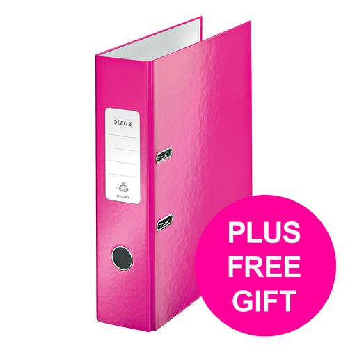 Leitz WOW Lever Arch File 80mm Spine for 600 Sheets A4 Pink Ref 10050023 [Pack 10] 4010475 Buy online at Office 5Star or contact us Tel 01594 810081 for assistance