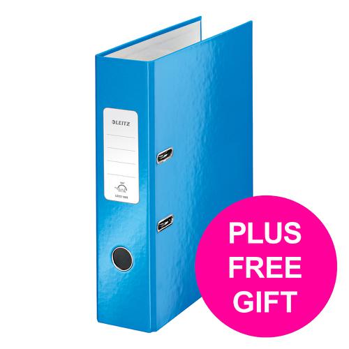 Leitz WOW Lever Arch File 80mm Spine for 600 Sheets A4 Blue Ref 10050036 [Pack 10] 4010481 Buy online at Office 5Star or contact us Tel 01594 810081 for assistance