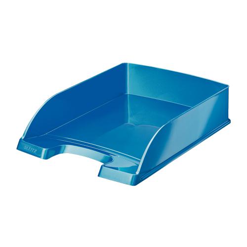 Leitz WOW Letter Tray Stackable Glossy Metallic W245xD380xH70mm Met Blue Ref 52263036