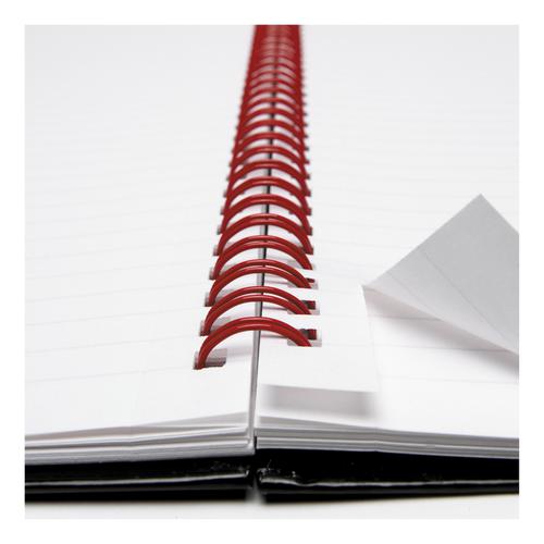 Black n Red Notebook Wirebound 90gsm Ruled Margin Perforated 140pp A5+ Matt Black Ref 100080192 [Pack 5]