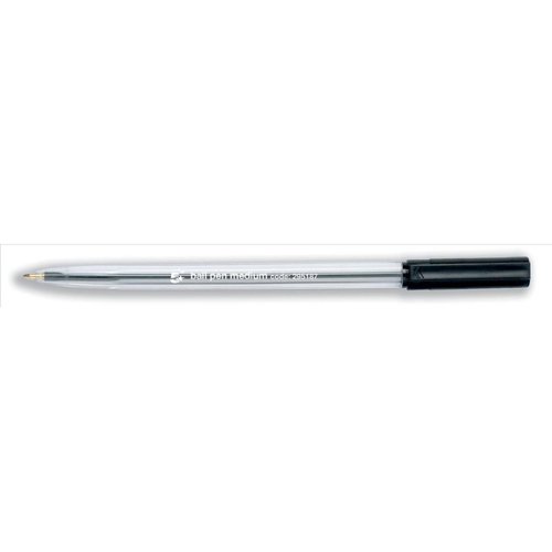 5 Star Office Ball Pen Clear Barrel Medium 1.0mm Tip 0.7mm Line Black [Pack 50]