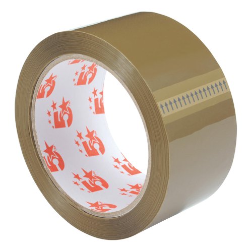 5 Star Office Packaging Tape Polypropylene 48mm x 66m Buff [Pack 6]  295896