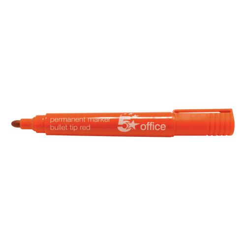 5 Star Office Permanent Marker Xylene/Toluene-free Smear proof Bullet Tip 2mm Line Red [Pack 12] 296093 Buy online at Office 5Star or contact us Tel 01594 810081 for assistance