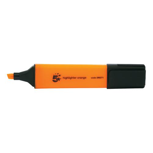 5 Star Office Highlighter Chisel Tip 1-5mm Line Orange [Pack 12]