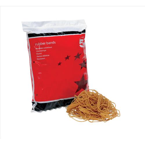 5 Star Office Rubber Bands No.18 Each 76x1.5mm Approx 1600 Bands [Bag 0.454kg]