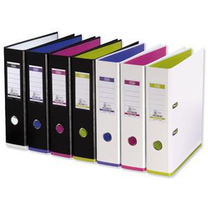 Oxford MyColour Lever Arch File Polypropylene Capacity 80mm A4Plus White & Lime Ref 100081032  296473