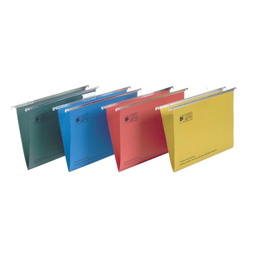 5 Star Office Suspension File with Tabs and Inserts Manilla 15mm V-base 180gsm Foolscap Green [Pack 50] Spicers