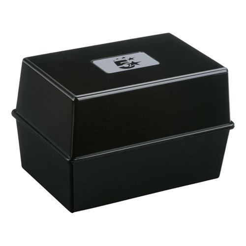 5 Star Office Card Index Box Capacity 250 Cards 6x4in 152x102mm Black