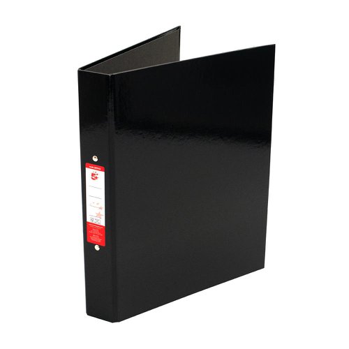 5 Star Office 2 O-Ring Binders A4 Black [Pack 10]