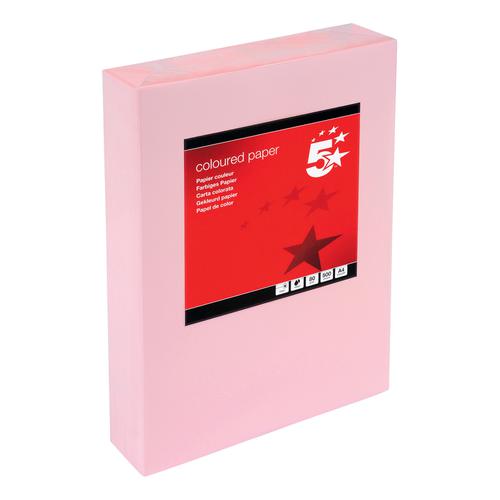 5 Star Office Coloured Copier Paper Multifunctional Ream-Wrapped 80gsm A4 Light Pink [500 Sheets]
