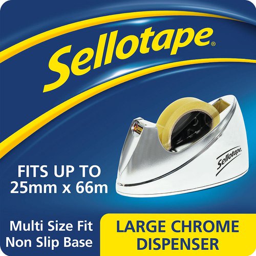 Sellotape Large Chrome Tape Dispenser 25mm x 66m