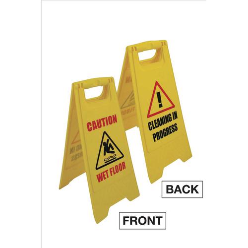 Single A Frame Sign 2 Sided 2 Messages Caution Wet Floor/Cleaning in Progress Yellow The OT Group