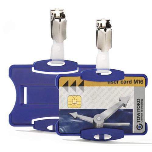 Durable Security Pass Badge Holder with Clip 54x85mm Blue Ref 8118/06 [Pack 25] Durable (UK) Ltd
