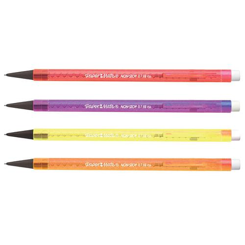 Paper Mate 0.7 mm Non-Stop Mechanical Pencil Assorted Neon Barrel Pack 