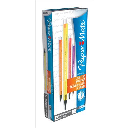 Paper Mate Non-Stop Automatic Pencil 0.7mm HB Lead Assorted Neon Barrels Ref 1906125 [Pack 12]