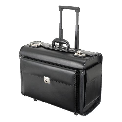 Alassio Silvana Trolley Pilot Case Laptop Compartment 2 Combination Locks Leather-look Black Ref 92301