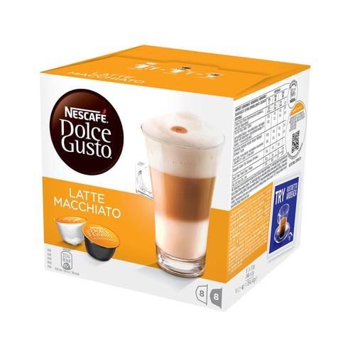 Nescafe Latte Macchiato Capsules for Dolce Gusto Machine Ref 12416323 Packed 48 (3x16 Capsules=24 Drinks)