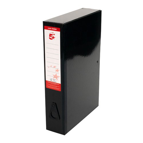 5 Star Office Box File Foolscap Black [Pack 5]