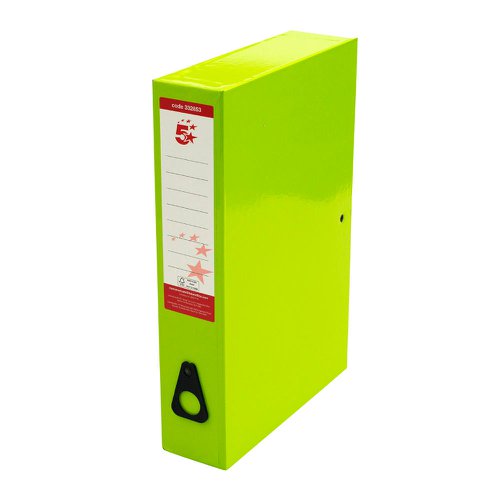 5 Star Office Box File Foolscap Green [Pack 5]