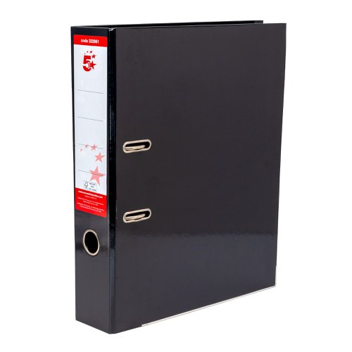 5 Star Office Lever Arch File Fcap Black [Pack 10]