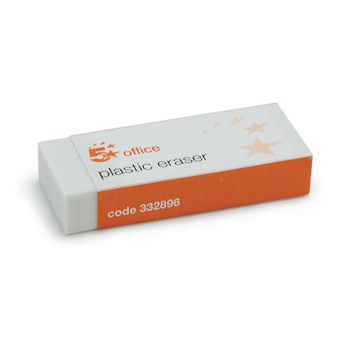 5 Star Office Plastic Eraser Paper-sleeved 60x21x12mm [Pack 10] 332896 Buy online at Office 5Star or contact us Tel 01594 810081 for assistance