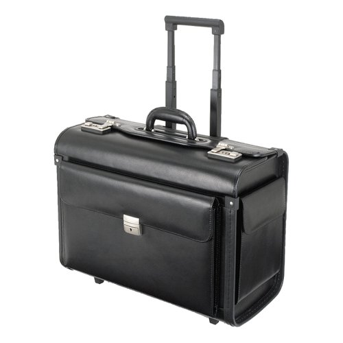 Alassio Silvana Trolley Pilot Case Laptop Compartment 2 Combination Locks Leather-look Black Ref 92301 [Each]