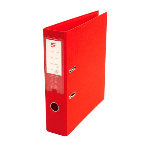 5 Star Office Premium Polypropylene Lever Arch File A4 Red [Pack 10]