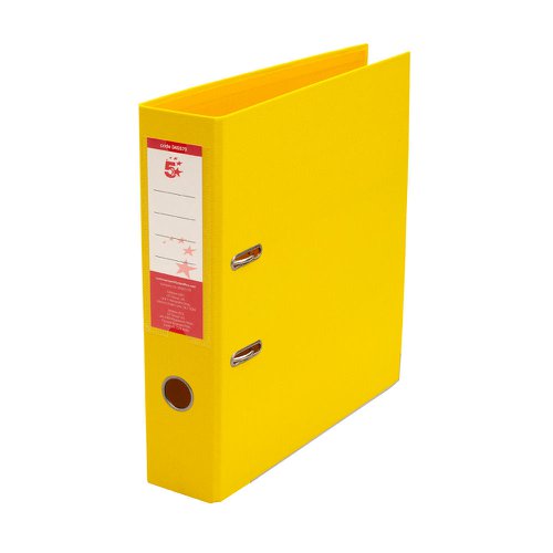 5 Star Office Premium Polypropylene Lever Arch File A4 Yellow [Pack 10]