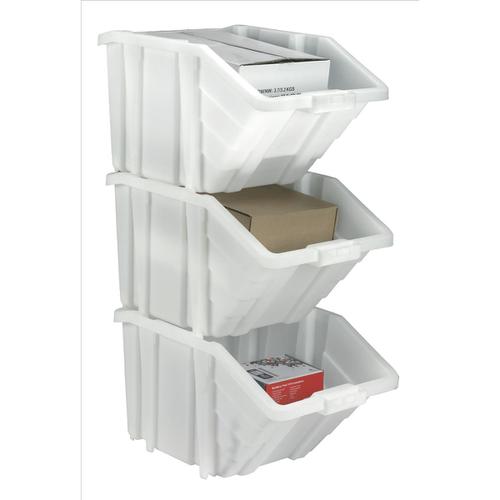 Storage Container Bin 50L 30kg Load W390xD630xH340mm White and Assorted Lids [Pack 4]