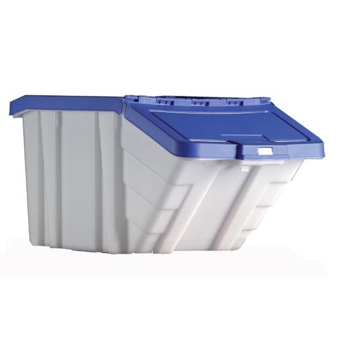 Storage Container Bin 50L 30kg Load W390xD630xH340mm White and Blue Lid [Pack 4] Barton Storage Ltd