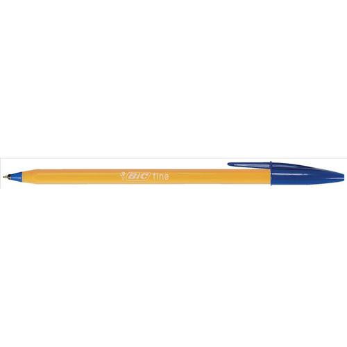 Bic Orange Ball Pen Fine 0.8mm Tip 0.3mm Line Blue Ref 1199110111 [Pack 20] Bic
