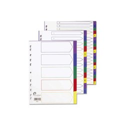 PremierTeam Index A-Z 20-Part Polypropylene Multipunched Multicolour Tabs A4 White OfficeTeam