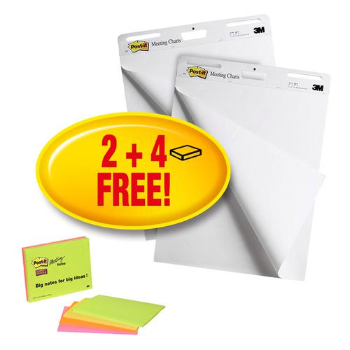 Post-it Easel Pad Self-adhesive 30 Sheets 762x635mm Ref FT510105826 [4x Free Note Pads] [Pack 2] 3M