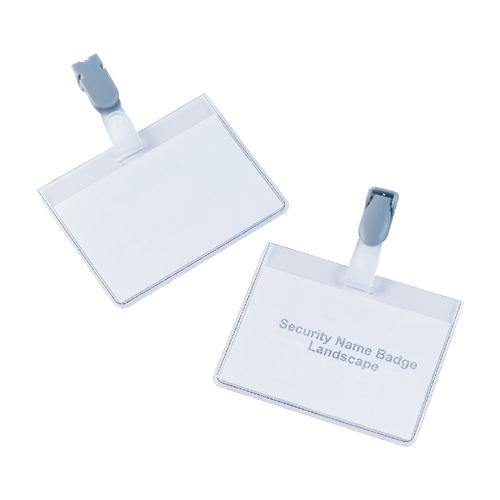5 Star Office Name Badges Security Landscape with Plastic Clip 60x90mm [Pack 25] The OT Group