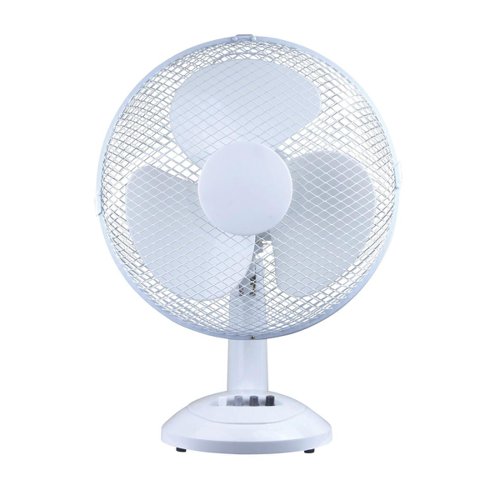 5 Star Facilities Desk Fan 12 Inch 90deg Oscillating with Tilt & Lock 3-Speed H480mm Dia.305mm White