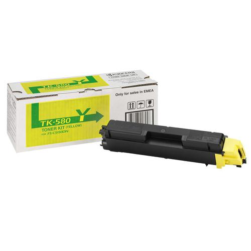 Kyocera TK-580Y Laser Toner Cartridge Page Life 2800pp Yellow Ref 1T02KTANL0