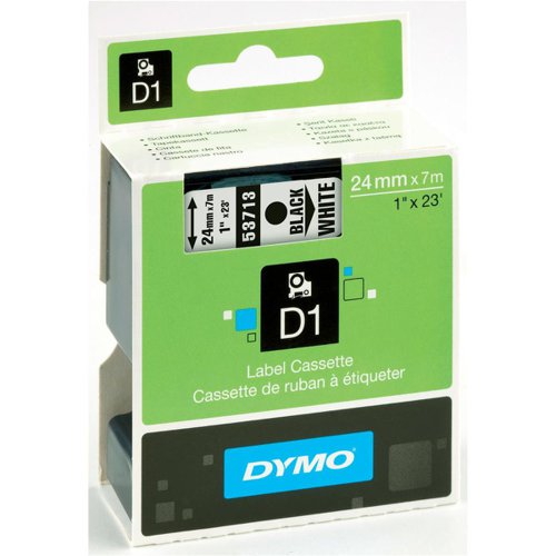 Dymo D1 Tape for Electronic Labelmakers 24mmx7m Black on White Ref 53713 S0720930