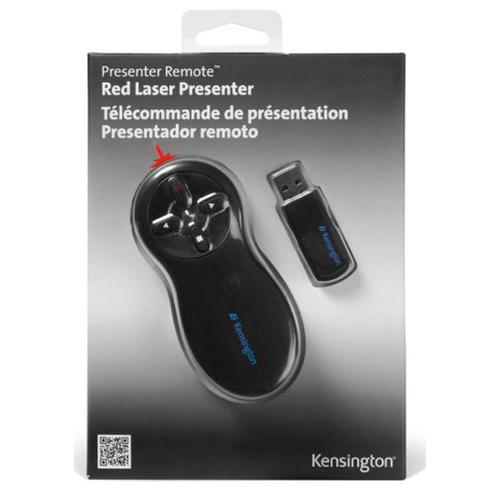 Kensington Remote Wireless Presentations with Red Laser Pointer USB Receiver Range 20m Ref 33374EU