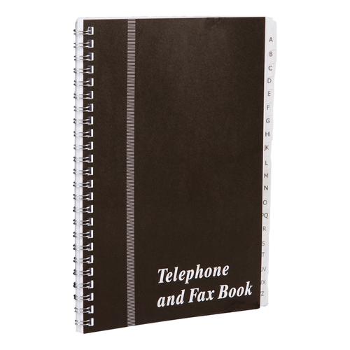 Telephone and Fax Book A-Z Index Wirebound Board Cover A5 Black
