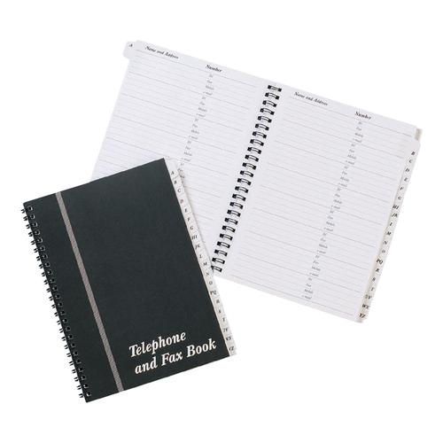 Telephone and Fax Book A-Z Index Wirebound Board Cover A5 Black Pukka Pads Ltd