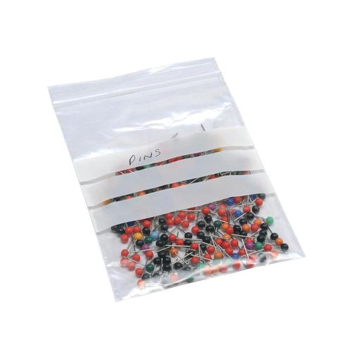 Grip Seal Polythene Bags Resealable Write On 40 Micron 100X140mm PGW125 [Pack 1000] The OT Group