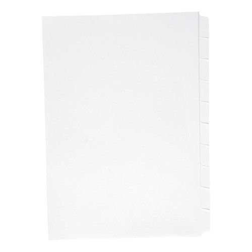 Concord Reverse Collated Subject Dividers 10-Part Unpunched 150gsm A4 White Ref 7501 [Pack 25]