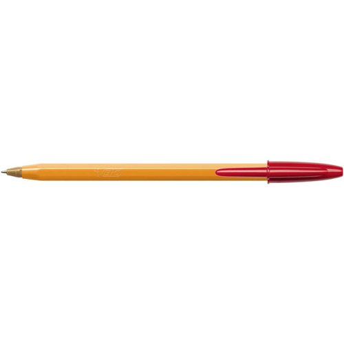 Bic Orange Ball Pen Fine 0.8mm Tip 0.3mm Line Red Ref 1199110112 [Pack 20]