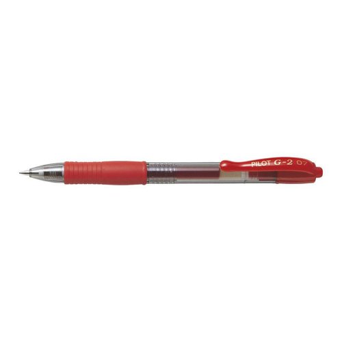 Pilot G207 Gel R/ball Pen Rubber Grip Retractable 0.7mm Tip 0.39mm Line Red Ref 4902505163173 [Pack 12]